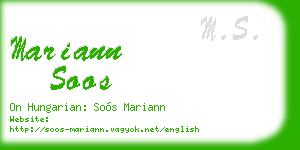 mariann soos business card
